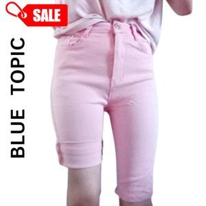 BLUE TOPIC - Bubblegum Pink Denim High Rise Bermuda Shorts